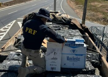 PRF intercepta caminhão com quase 600 mil maços de cigarros contrabandeados em José de Freitas