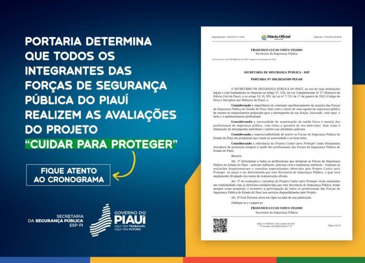 SSP lança portaria para implementação do Projeto "Cuidar para Proteger" com foco na saúde dos profissionais de segurança pública